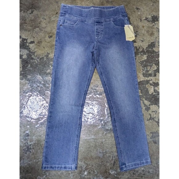 NWT One World Women's Blue Pull-on Denim Jeans   Skinny Stretch Mid Rise Size S - Picture 1 of 9